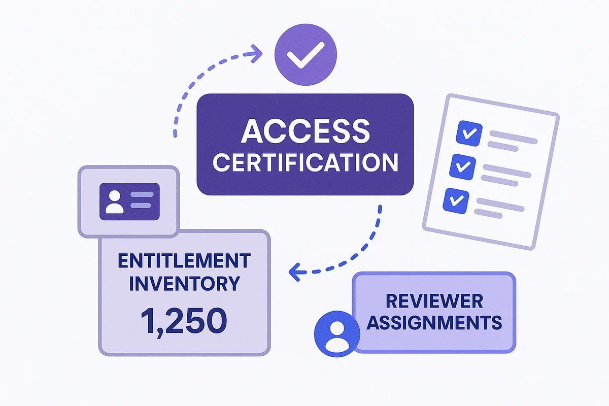 visual representation of access certification process, highlighting the alignment between user entitlements and job responsibilities.