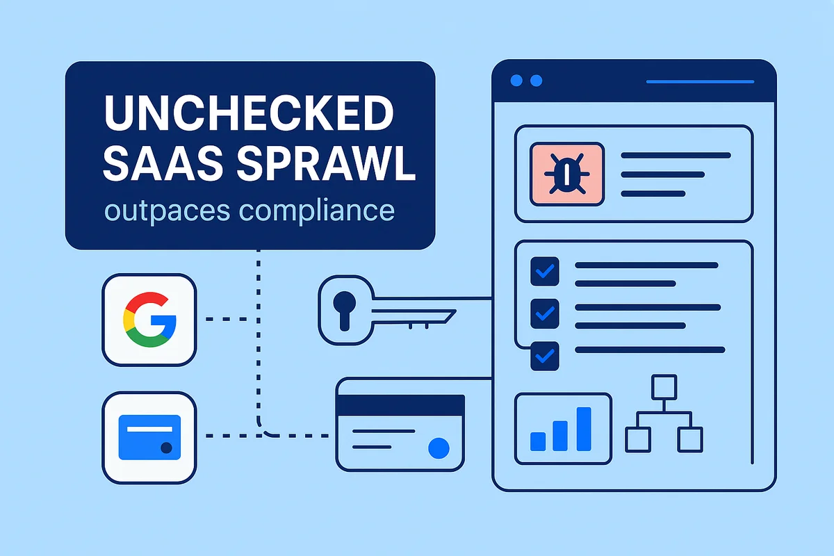 graphic illustrating saas management platform's role in tracking user activity and managing compliance efficiently.