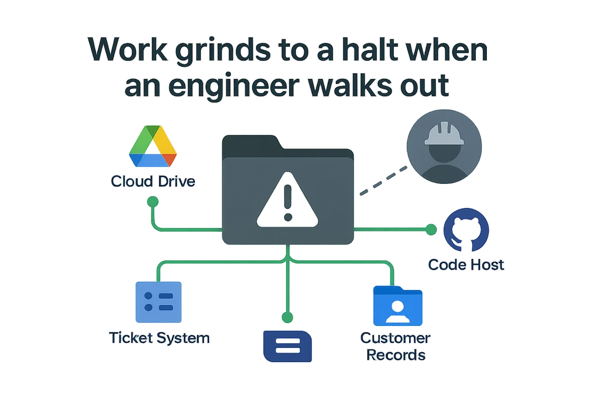 engineer transferring data ownership to ensure continuity of work and prevent disruption during employee turnover.