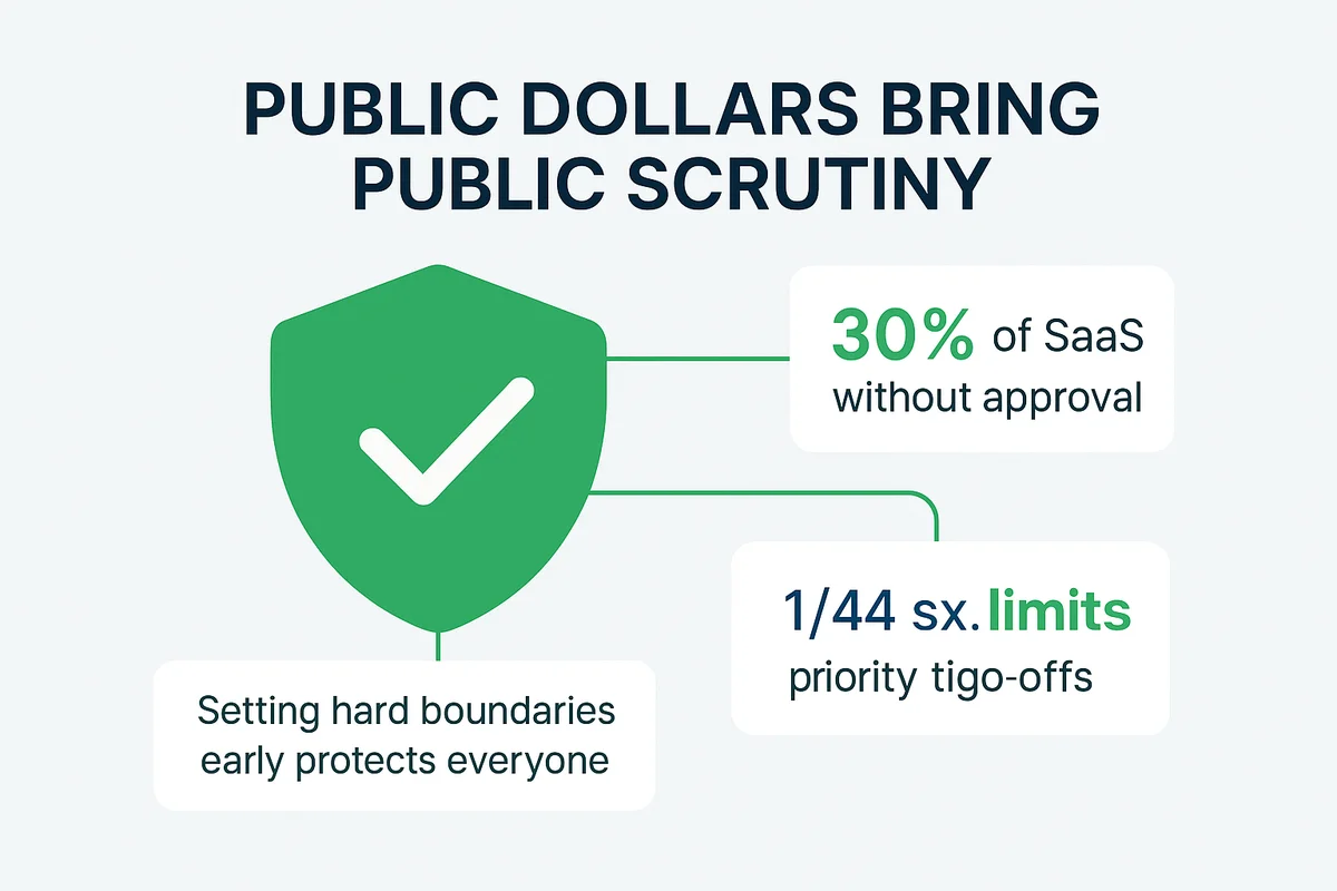 a clear policy document ensures proper guidance and accountability for public spending on software services.