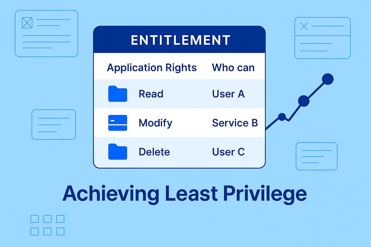 illustration depicting identity entitlements, access governance, and the relationship between roles, permissions, and compliance requirements.