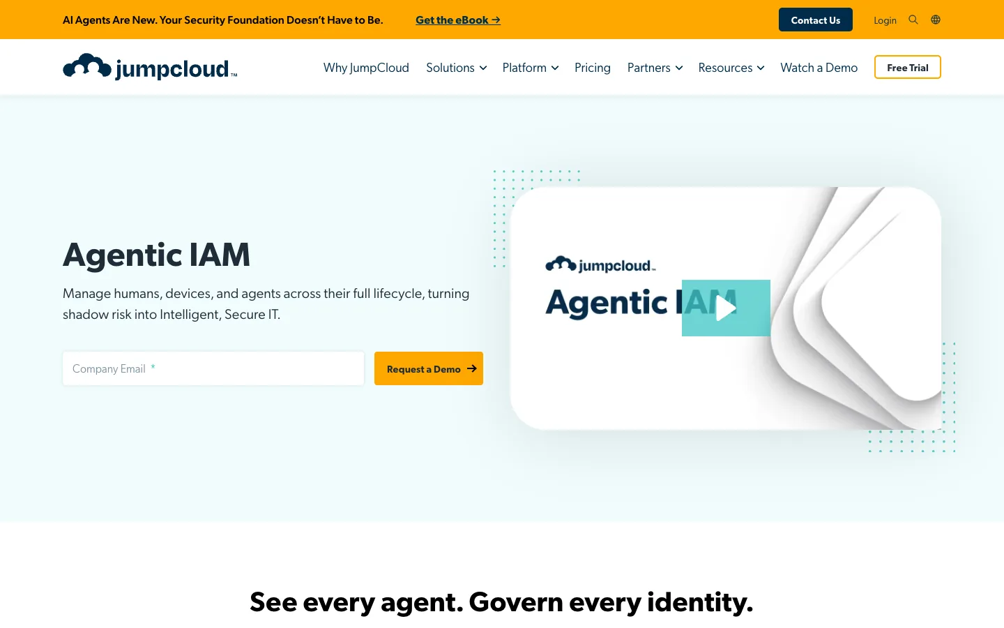 jumpcloud identity lifecycle management page for managing users, devices, and agents