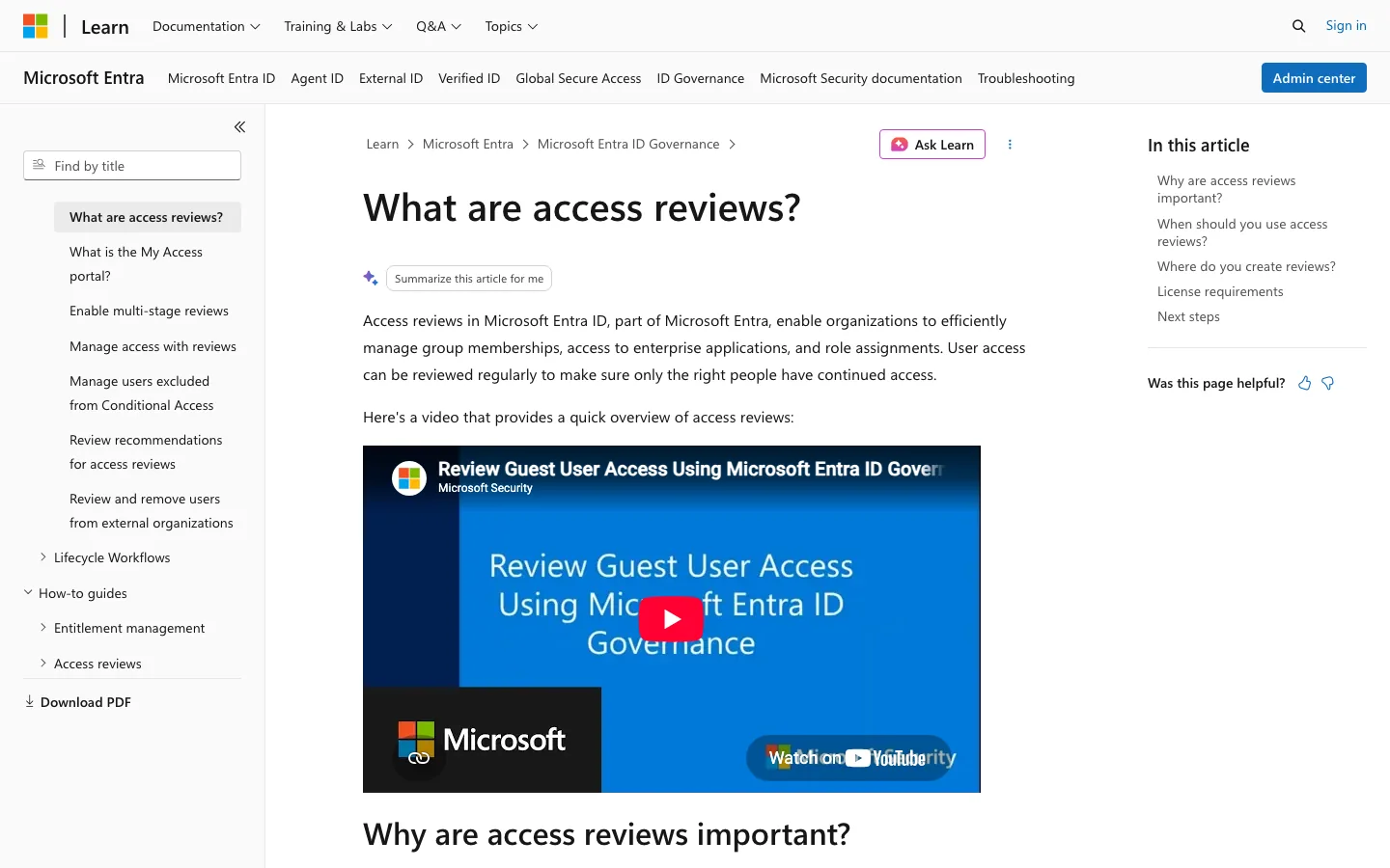 microsoft learn overview of access reviews in microsoft entra id governance