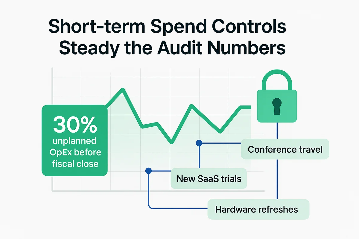 visual depiction of temporary governance controls to manage spend, ensuring fiscal accountability and supporting private-equity partners.