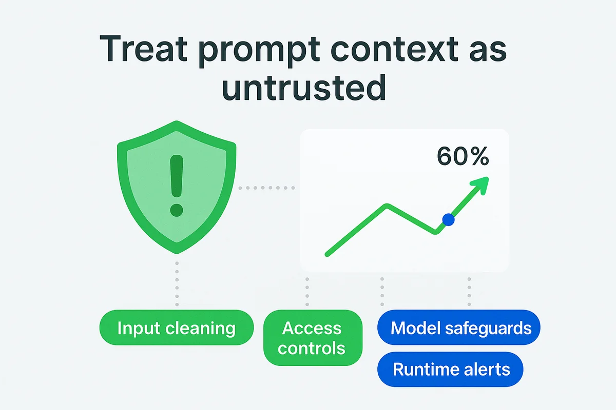 diagram illustrating layered defenses against prompt injection attacks in saas applications and model security measures.