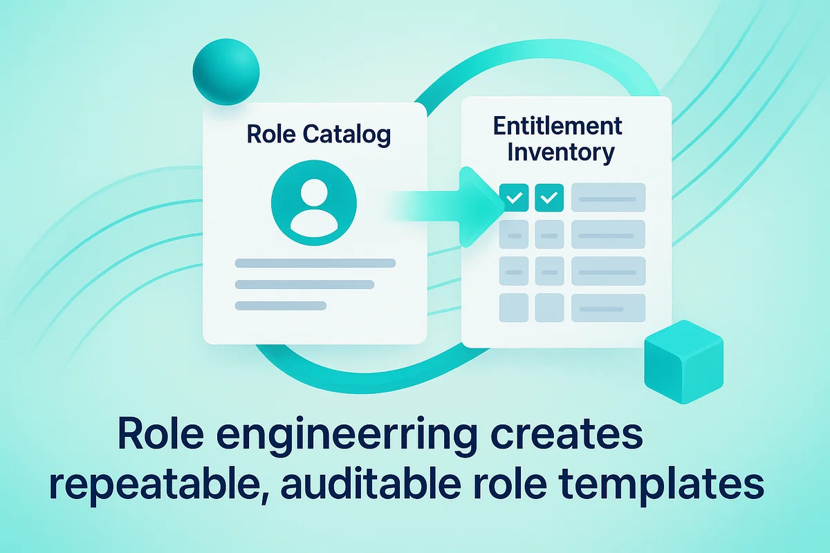 diagram illustrating role engineering in saas, linking job responsibilities with specific access entitlements and permission sets.