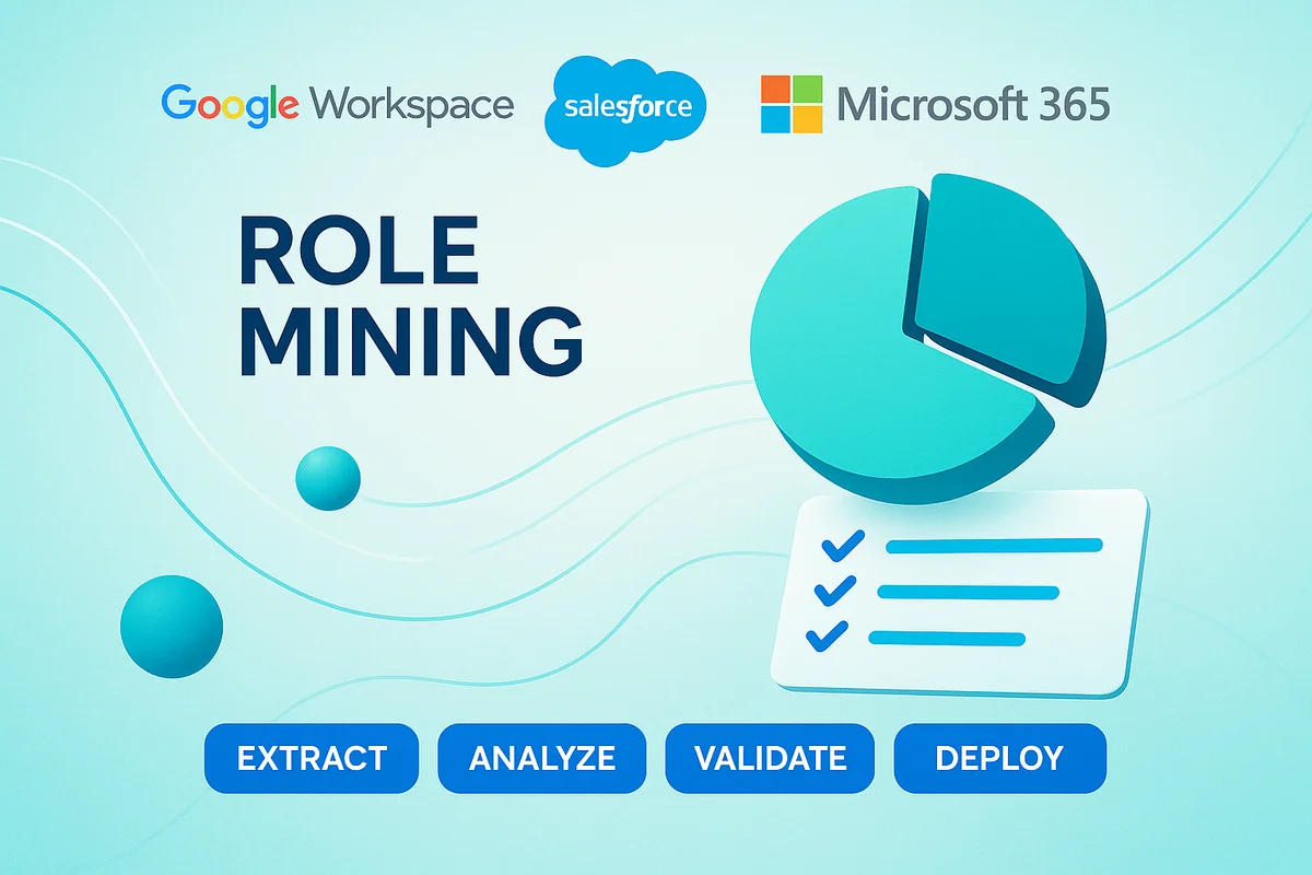 role mining in google workspace, salesforce, and microsoft 365, focusing on extracting and validating collaboration roles and entitlements.