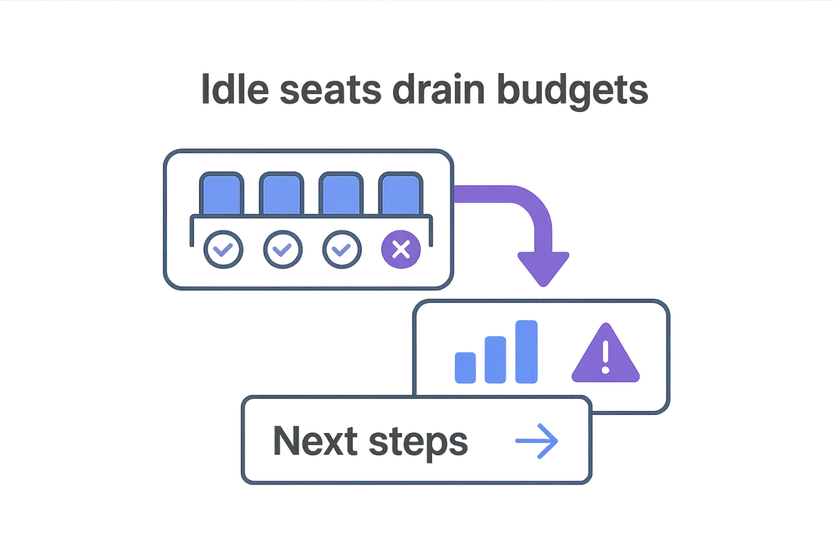 visual representation of software usage analytics, highlighting user logins, feature usage, and cost-saving opportunities.