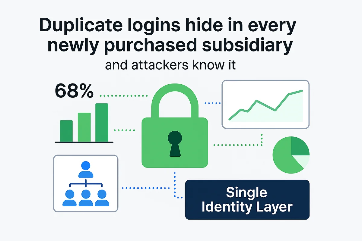 a unified identity management system simplifies access and strengthens security post-company merger, preventing vulnerabilities.