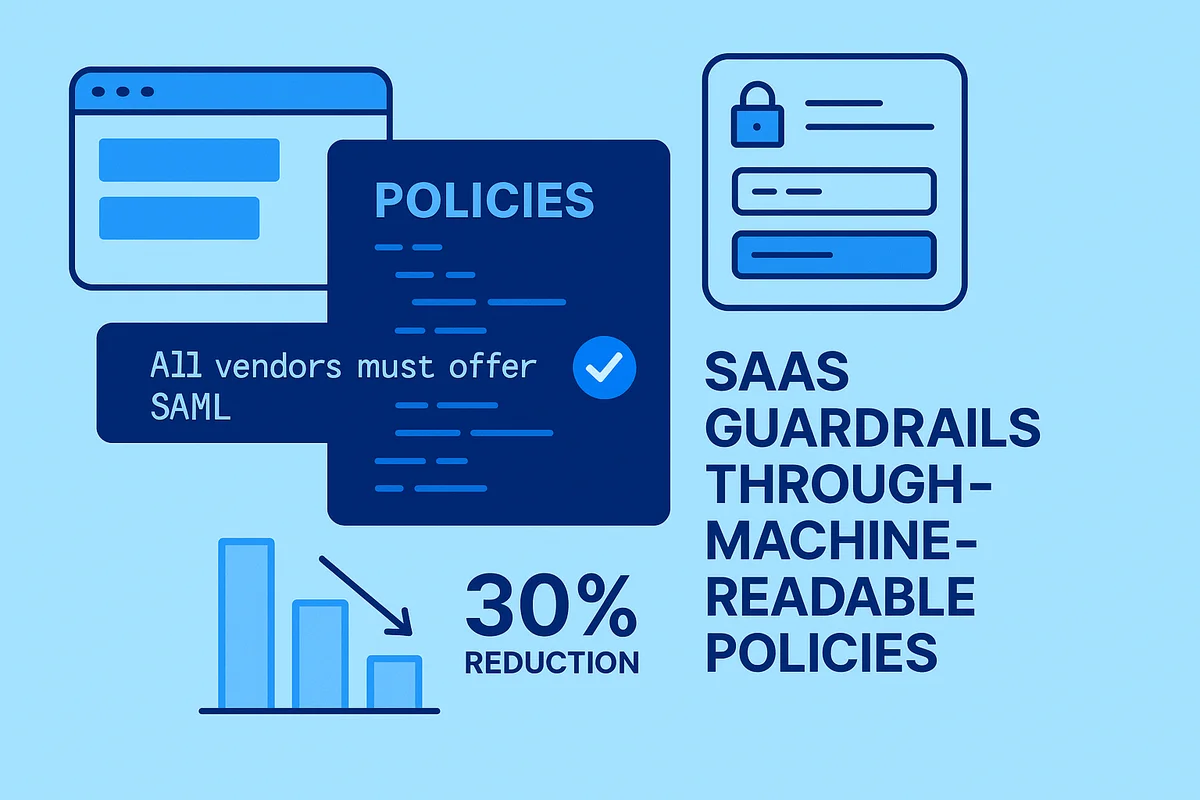 policy-driven governance framework ensuring compliance in saas management post-acquisition through automated checks and documented rules.