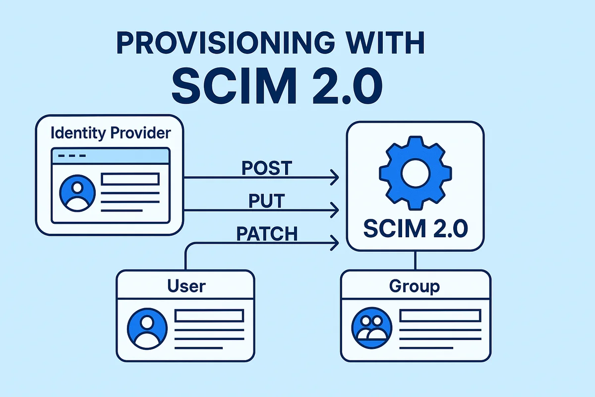 scim 2.0 architecture illustrating user and group management through restful operations in saas applications.