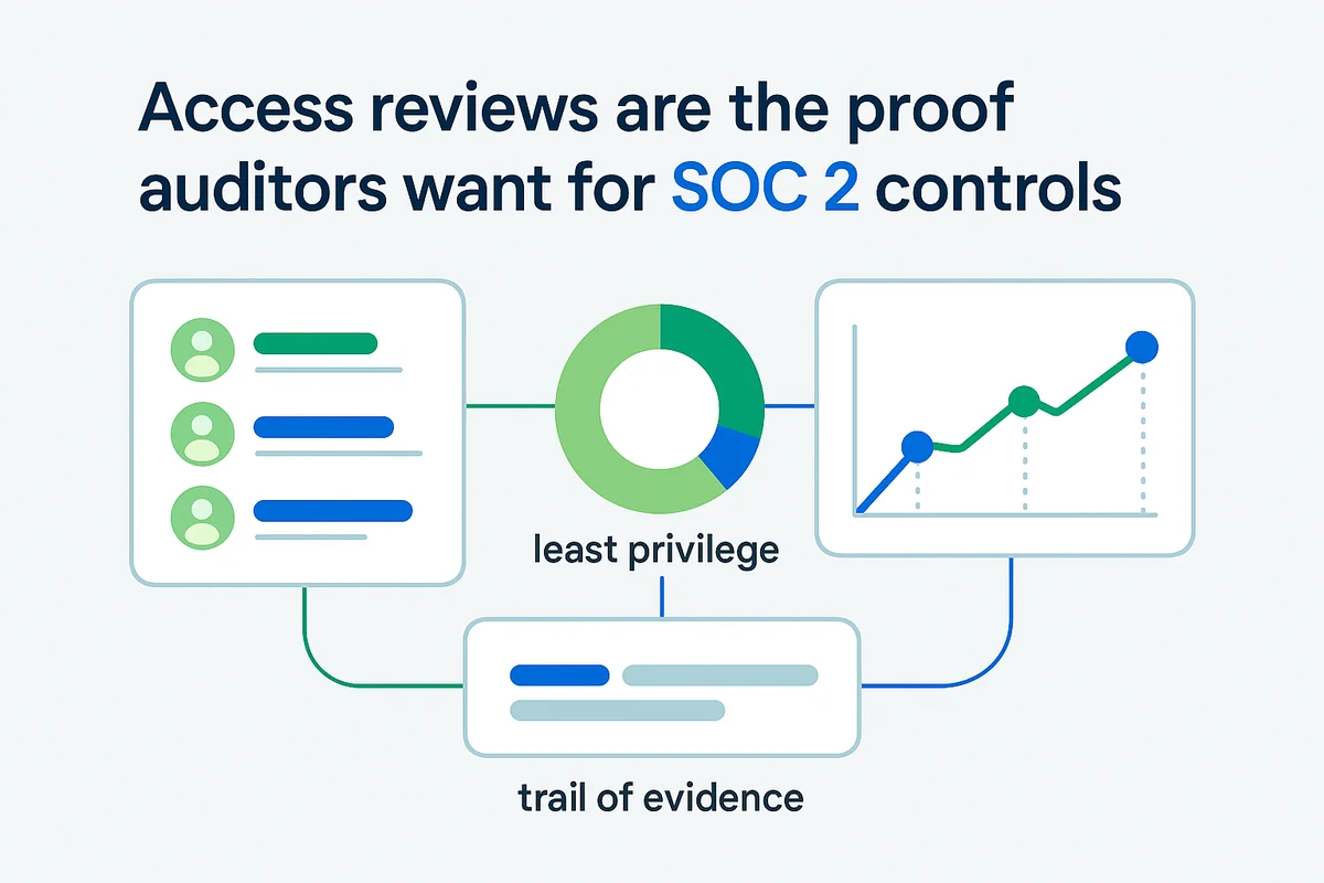 visual representation of access reviews demonstrating compliance with soc 2 controls and least privilege practices.