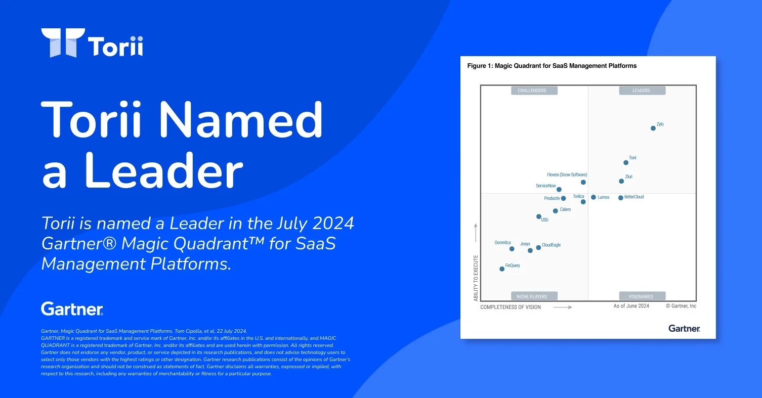 Torii Named a Leader in First-Ever Gartner Magic Quadrant for SaaS Management Platforms