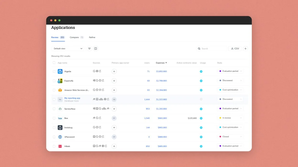 Applications view for Torii Basic