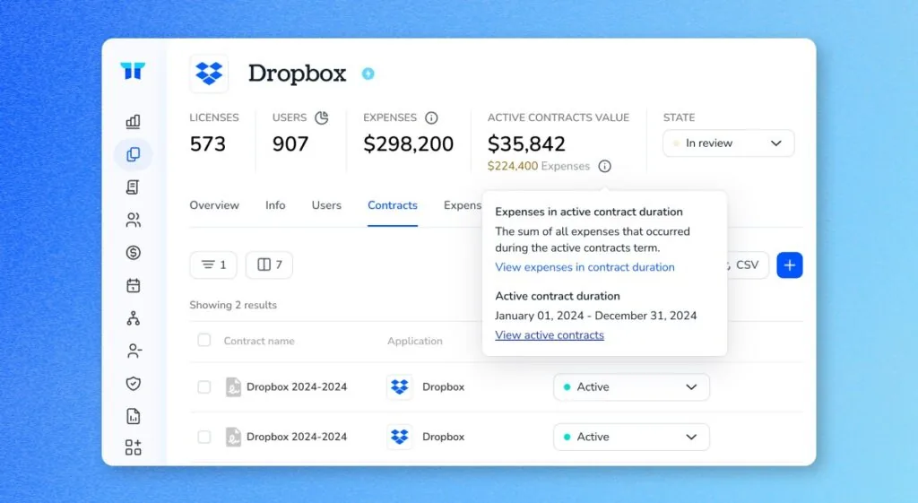Dropbox expense vs contract