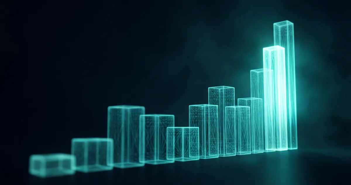 Rising bar chart visualization representing HubSpot's growing CRM adoption rate from 2024 to 2026
