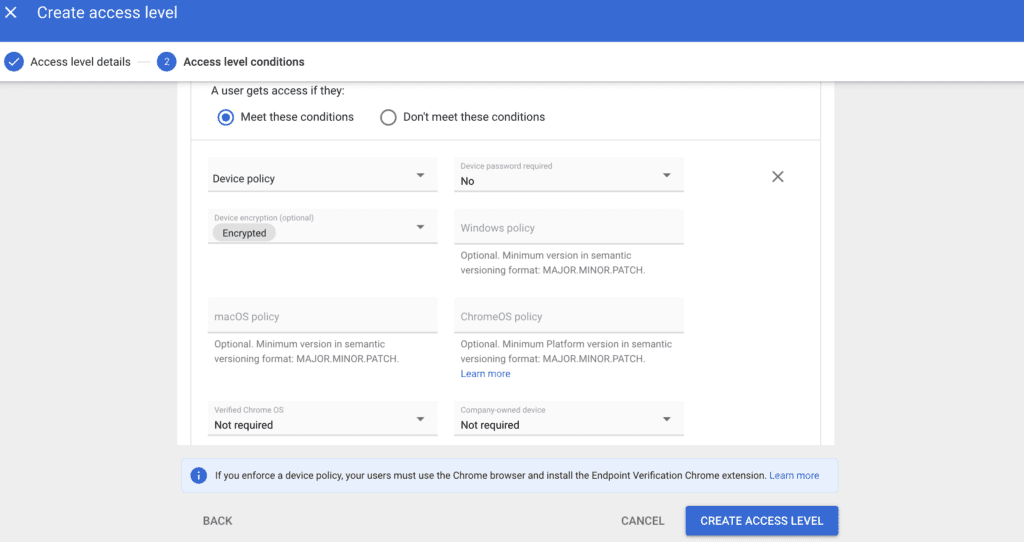 G Suite Beyond Corp - create access