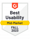 G2 Badge Best Usability Fall 2023